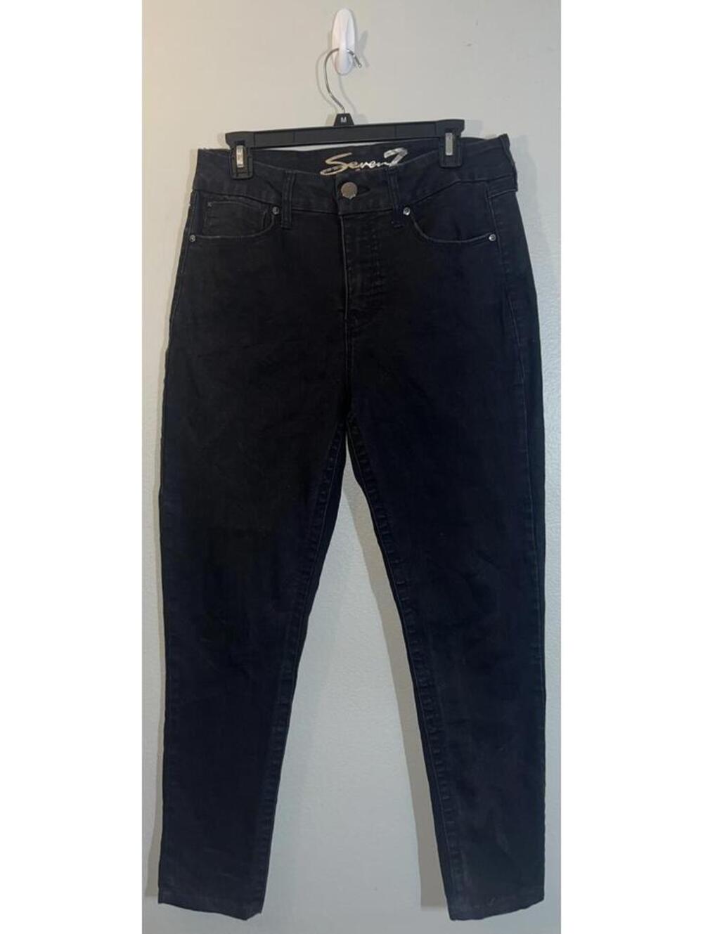 Seven7 Women's Tummyless High Rise Skinny Jean Size 12 Black